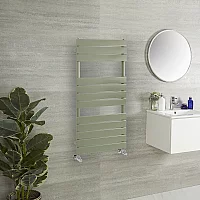 Milano Lustro Designer Sage Leaf Green Flat Panel Heated Towel Rail 1200mm x 600mm
