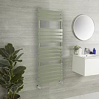 Milano Lustro Designer Sage Leaf Green Flat Panel Heated Towel Rail 1500mm x 450mm