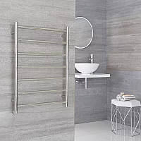 Milano Esk Electric Chrome Stainless Steel Flat Heated Towel Rail 800mm x 600mm