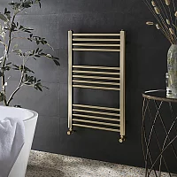 Milano Orelia Brushed Brass Flat Heated Towel Rail 800mm x 500mm