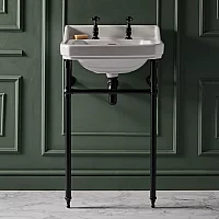 Milano Richmond 560mm Traditional Basin and Black Washstand 2 TapHoles