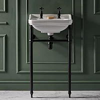 Milano Richmond 500mm Traditional Basin and Black Washstand 2 TapHoles