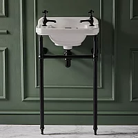 Milano Richmond 515mm Traditional Basin and Black Washstand 2 TapHoles