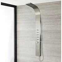 Milano Niagara Modern Exposed Thermostatic Shower Tower Panel with Waterfall Shower Head Hand Shower and Body Jets Chrome