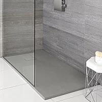 Milano Rasa Light Grey Slate Effect Shower Tray 1500mm x 900mm with Recessed Riser Kit