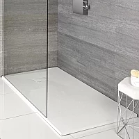 Milano Rasa White Slate Effect Shower Tray 1000mm x 800mm with Corner Riser Kit