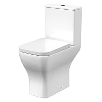 Nuie Ava Modern Square Flush to Wall Comfort Height Close Coupled Toilet with Soft Close Seat