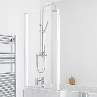 Milano L Shaped Bath Shower Screen with Fixed Return Panel