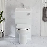 Milano Lurus White Modern Ballam Toilet and Basin and Combination Unit 500mm x 890mm Chrome Flush