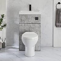 Milano Lurus Concrete Grey Modern Select Toilet and Basin and Combination Unit 500mm x 890mm Black Flush