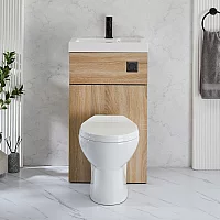 Milano Lurus Oak Modern Select Toilet and Basin and Combination Unit 500mm x 890mm Black Flush