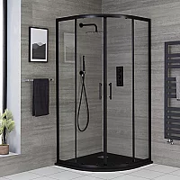 Milano Nero Black 900mm Quadrant Shower Enclosure with Anthracite Slate Tray