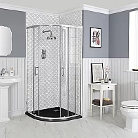 Milano Langley Chrome 900mm Traditional Quadrant Shower Enclosure with Slate Tray Choice of Tray Finish