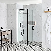 Milano Nero Black Hinged Single Door Shower Enclosure Choice of Sizes