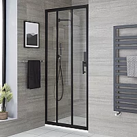 Milano Nero 800mm Triple Sliding Shower Door with 800mm x 800mm White Slate Tray