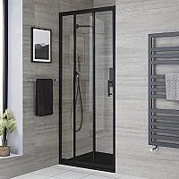 Milano Nero 900mm Triple Sliding Shower Door with 1700mm x 900mm Anthracite Slate Tray