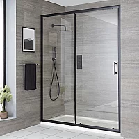 Milano Nero 1500mm Sliding Shower Door Enclosure with 1500mm x 760mm Tray