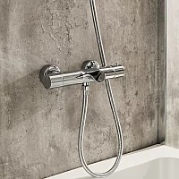 Milano Arlo Modern Round Thermostatic Bar Shower Valve with Bath Spout Choice of Finish
