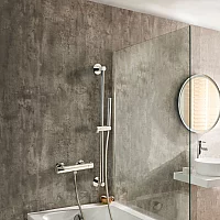 Milano Elsie Modern Round Thermostatic Bar Shower Valve with Hand Shower and Riser Rail Choice of Finish