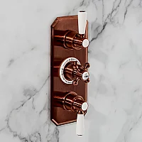 Milano Elizabeth Traditional Concealed Thermostatic Triple Shower Valve Brushed Copper