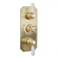 Milano Elizabeth Traditional Concealed Thermostatic Triple Shower Valve Brushed Brass