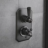 Milano Elizabeth Traditional Concealed Thermostatic Twin Diverter Shower Valve Black