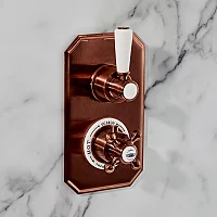 Milano Elizabeth Traditional Concealed Thermostatic Twin Diverter Shower Valve Brushed Copper