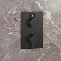 Milano Otto Modern 1 Outlet Thermostatic Twin Shower Valve Black