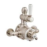 Milano Elizabeth Traditional Twin Exposed Thermostatic Shower Valve Brushed Nickel