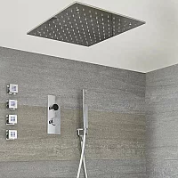 Milano Vis Chrome Thermostatic Digital Shower with Square Recessed Shower Head Hand Shower and Body Jets 3 Outlet