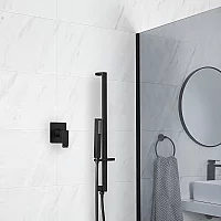 Milano Preto Black Shower with Riser Rail and Hand Shower 1 Outlet