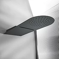 Milano Nero Modern 500mm Round Concealed Shower Head with Waterblade Black