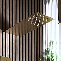 Milano Lyra Thin Fixed Shower Head Brushed Brass