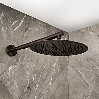 Milano Otto Modern Round 300mm Shower Head and Wall Mounted Arm Black Nickel