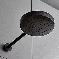 Milano Lune Round 250mm Shower Head and Wall Mounted Arm Black