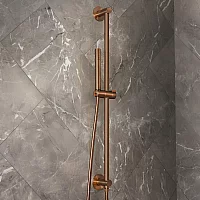 Milano Otto Modern Round Riser Rail Kit with Hand Shower and Integrated Elbow Brushed Copper
