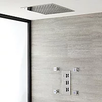 Milano Arvo Chrome Thermostatic Shower with Recessed Shower Head and Body Jets 2 Outlet