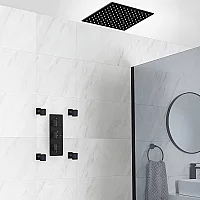 Milano Preto Black Thermostatic Shower with Recessed Shower Head and Body Jets 2 Outlet