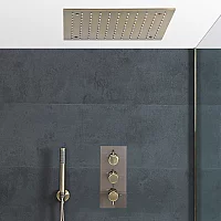 Milano Clarus Thermostatic Shower with Recessed Shower Head and Hand Shower Aged Gold