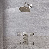 Milano Ashurst Brushed Nickel Thermostatic Shower with Shower Head and Body Jets 2 Outlet