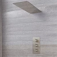 Milano Hunston Brushed Nickel Thermostatic Shower with Waterblade Shower Head 2 Outlet