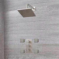 Milano Hunston Brushed Nickel Thermostatic Shower with Shower Head and Body Jets 2 Outlet