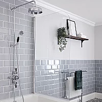 Milano Elizabeth Chrome and Black Traditional Triple Exposed Thermostatic Shower with Grand Rigid Riser Rail 2 Outlet