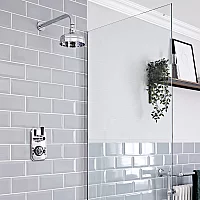 Milano Elizabeth Chrome and Black Traditional Thermostatic Shower with Wall Mounted Round Shower Head 1 Outlet