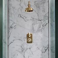 Milano Elizabeth Brushed Brass Traditional Thermostatic Shower with Wall Mounted Shower Head 1 Outlet