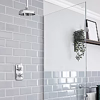 Milano Elizabeth Chrome and White Traditional Thermostatic Shower with Ceiling Mounted Round Shower Head 1 Outlet