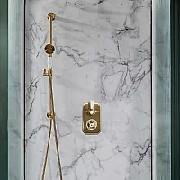 Milano Elizabeth Brushed Brass Traditional Thermostatic Shower with Round Hand Shower and Riser Rail 1 Outlet