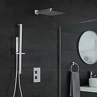 Milano Arvo Chrome Thermostatic Shower with Diverter Shower Head Hand Shower and Riser Rail 2 Outlet