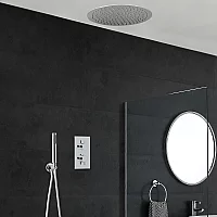 Milano Mirage Chrome Thermostatic Shower with Diverter Hand Shower and Recessed Shower Head 2 Outlet