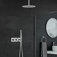 Milano Mirage Chrome Thermostatic Shower with Diverter Ceiling Mounted Shower Head and Hand Shower 2 Outlet